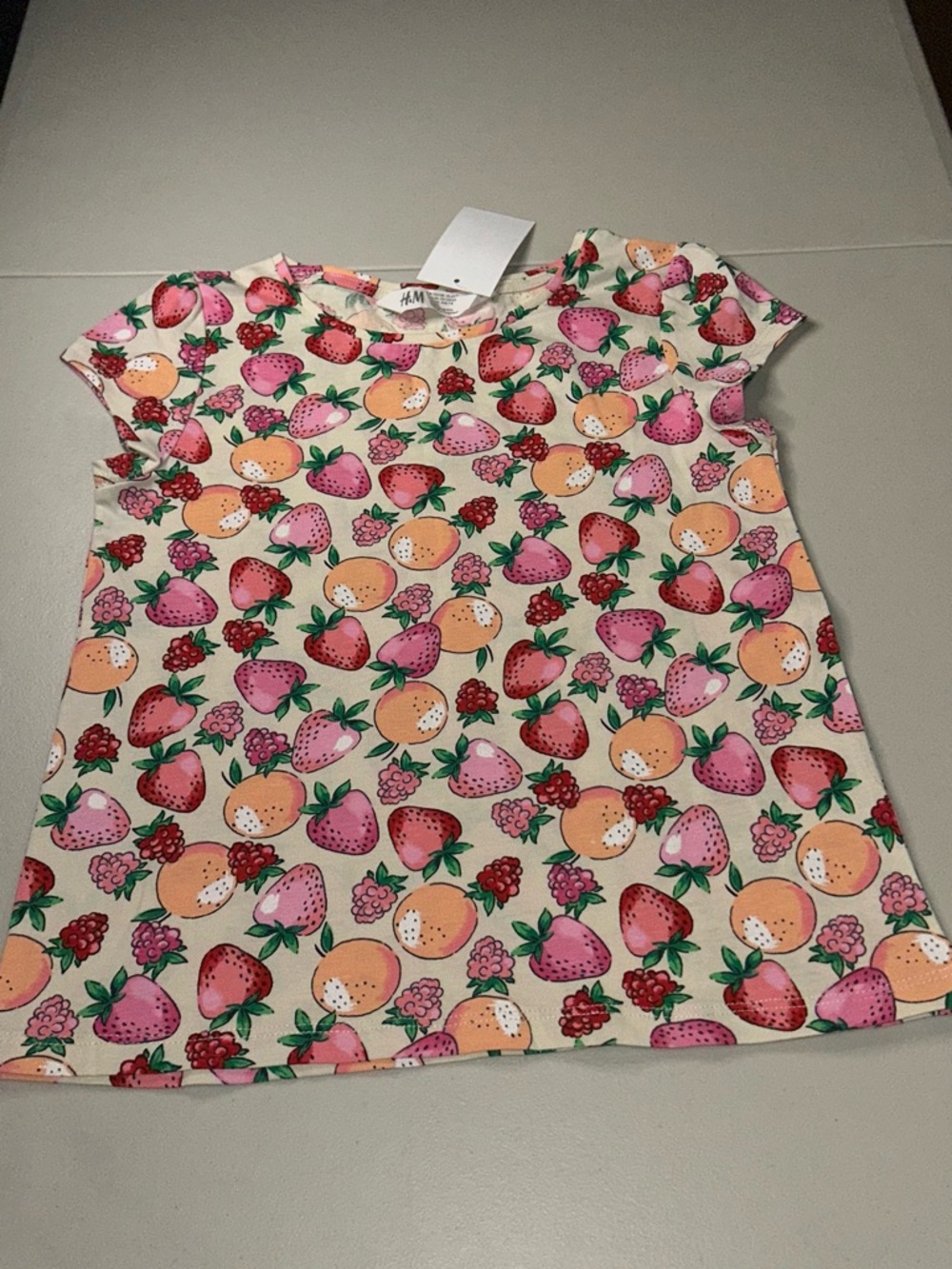 H&M Girls Fruit Pattern Tee - Pink, Peach & Red